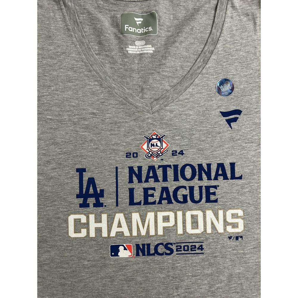 Fanatics LA Dodgers T-Shirt Womens Large Gray Excellent 2024 NLCS Champions Tee - Picture 3 of 8